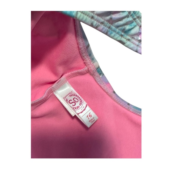 SO® | Mermaid One Shoulder One Piece Girl’s Swimsuit | Size 16 | NWT - Picture 5 of 6